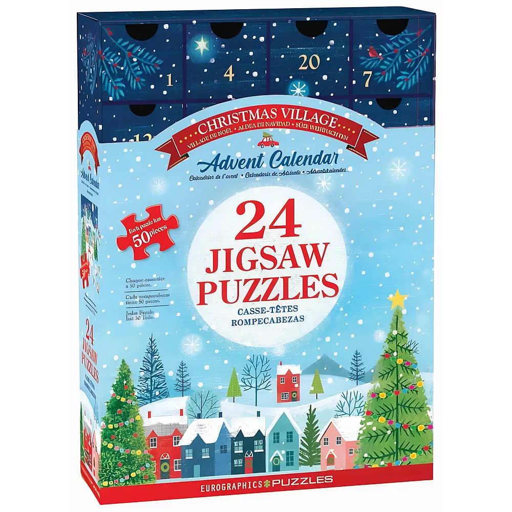 Eurographics Puzzle Adventskalender - Weihnachtsdorf 50Teile