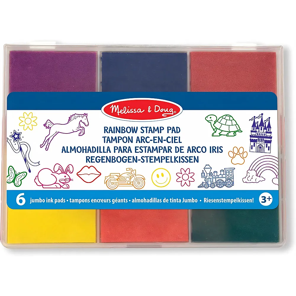 Melissa & Doug Regenbogen-Stempelkissen - auswaschbare Tinte zur Verwendung mit Holzstempel Sets, 6 Farben, zur kreativen