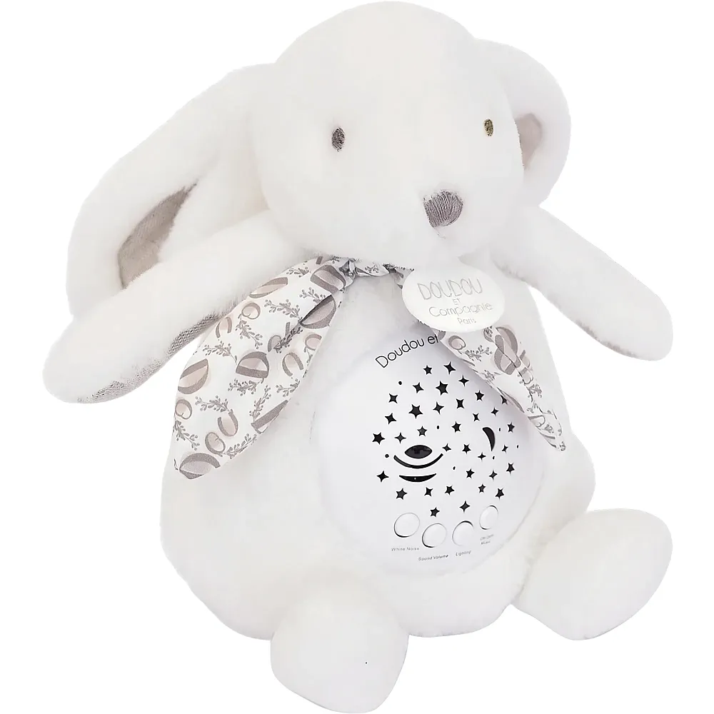 Doudou et Compagnie Nachtlicht Hase Sterne & Musik Weiss - 19 cm | Spieluhren
