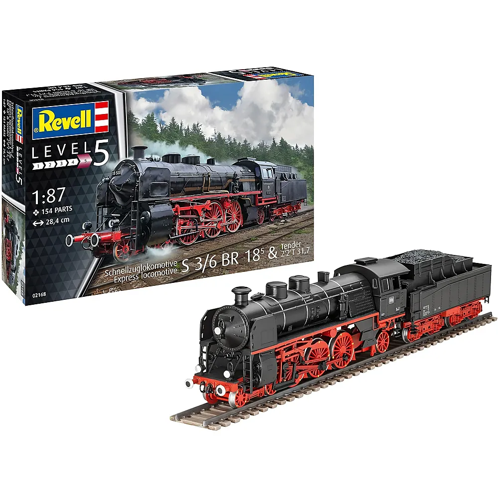 meinspielzeug - Revell Level 5 Bausatz Dampflokomotive  S3/6 BR185 mit Tinder | Modellbausatz Fahrzeuge
