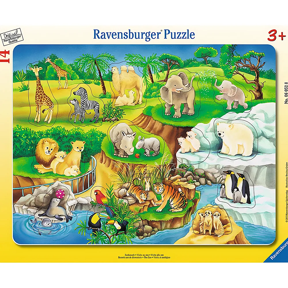 Ravensburger Puzzle Zoobesuch 14Teile | Rahmenpuzzle