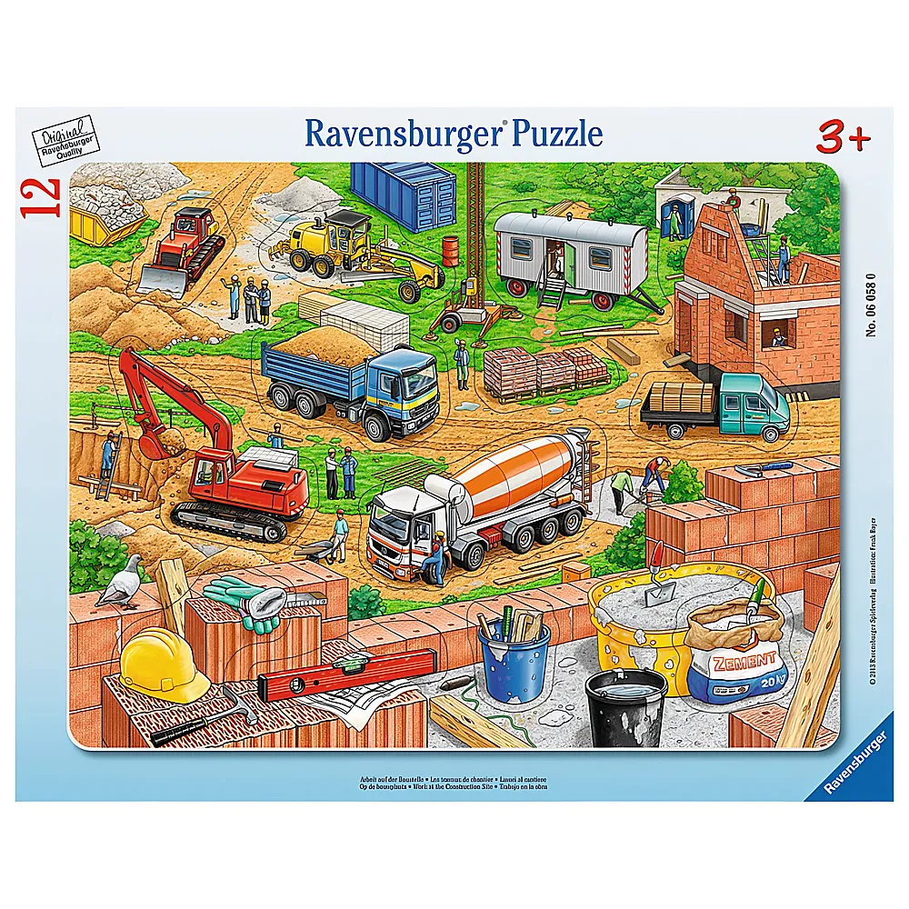 Ravensburger Puzzle Auf der Baustelle 12Teile | Rahmenpuzzle