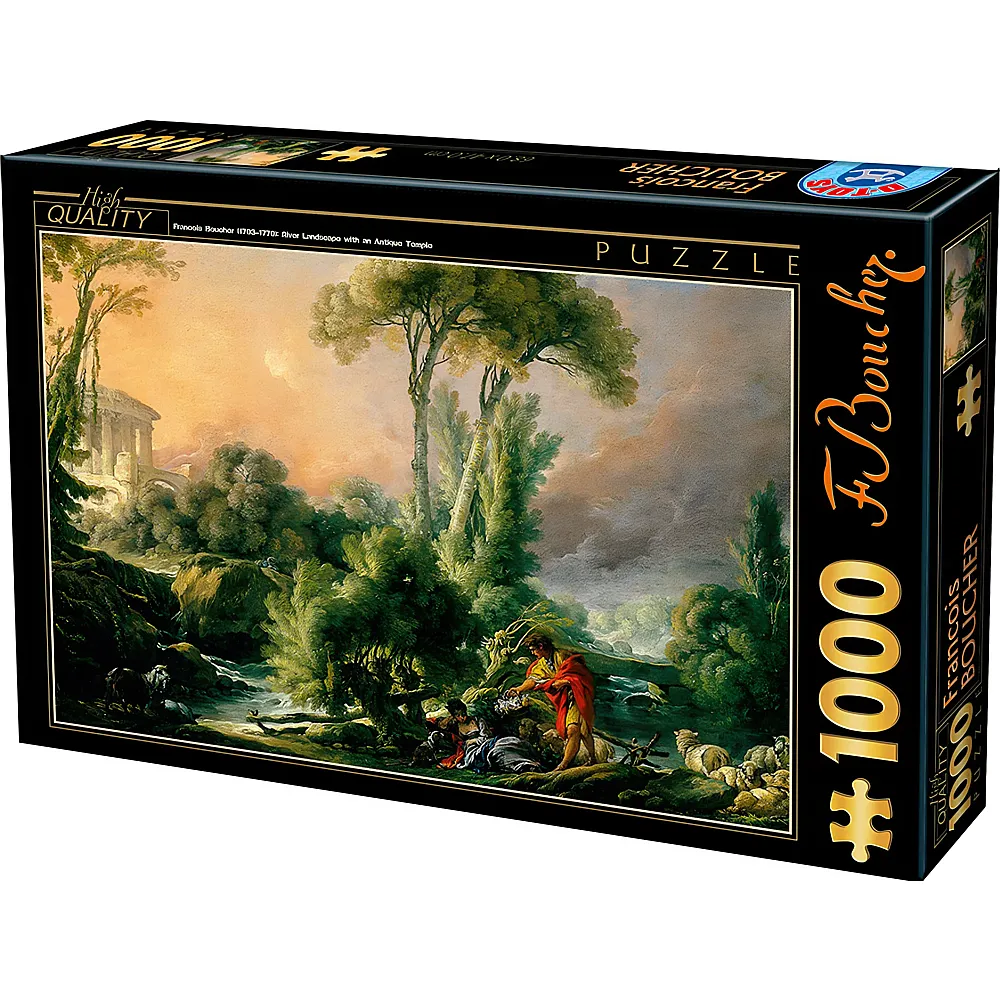 DToys Puzzle Franois Boucher: River Landscape with an Antique Temple 1000Teile