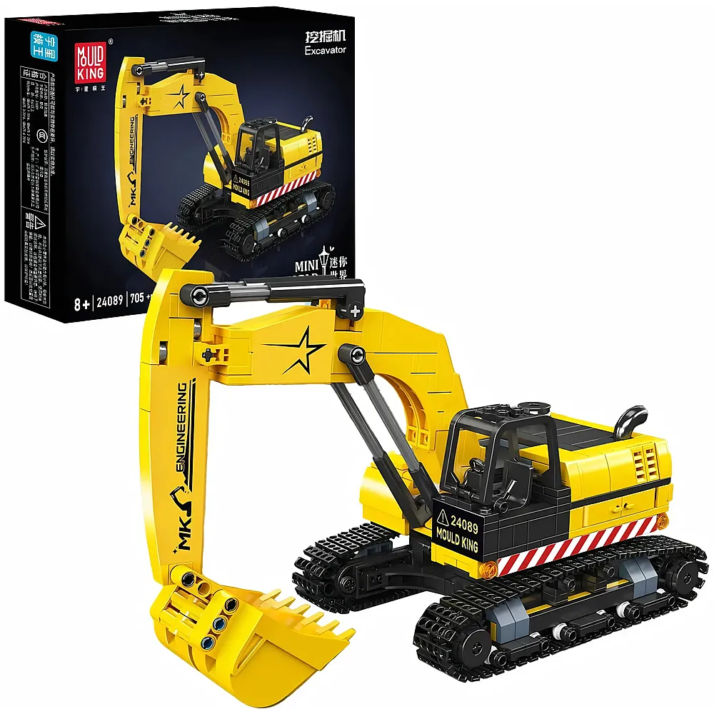 meinspielzeug - Mould King Mini World Bagger mit beweglichem Ausleger und Kettenfahrwerk 24089 | Klemmbausteine Fahrzeuge