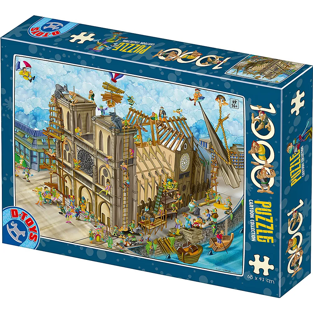 DToys Puzzle Cartoon Collection Der Wahnsinn beim Bau der Kathedrale Notre-Damme - 1000 Teile