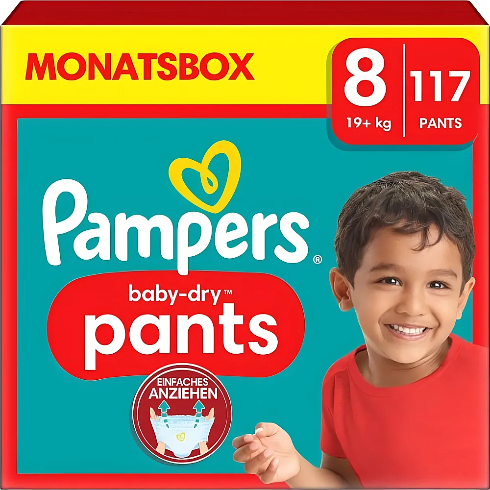 Pampers Baby-Dry Monatsbox Pants Extra Large Gr.8 117Teile