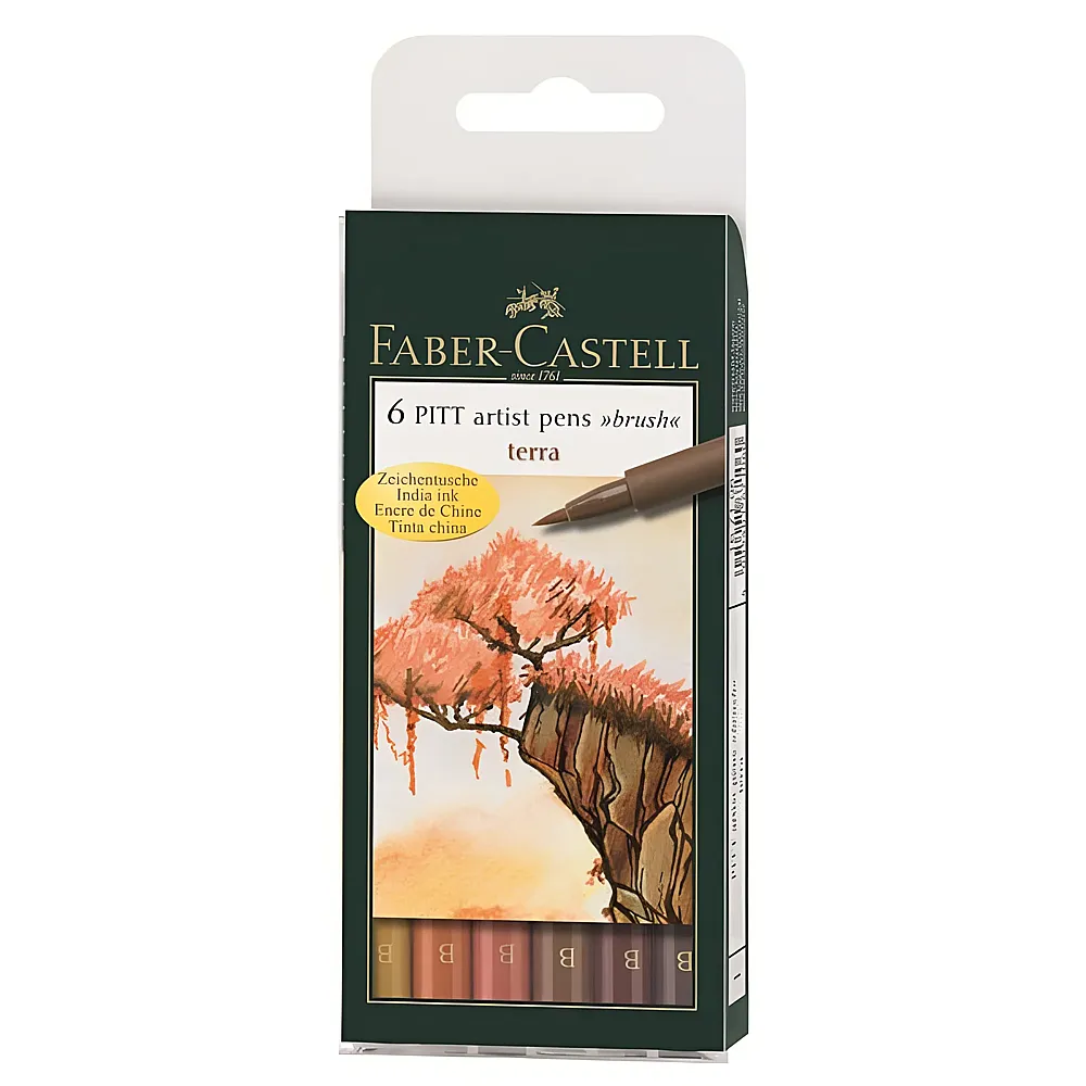 Faber-Castell Tuschestift PITT artist pen B 6er Etui Terra | Farbe & Kreide