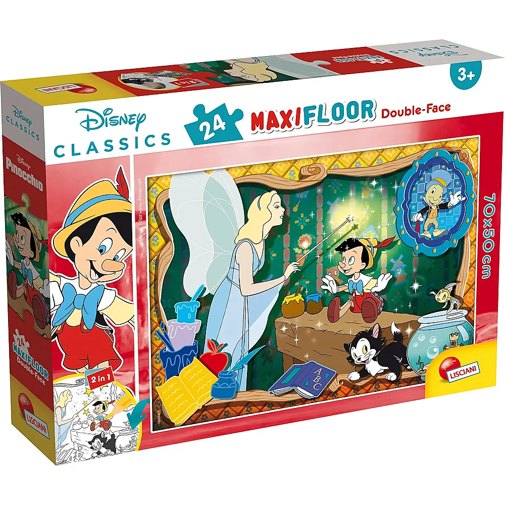 Lisciani Puzzle Maxifloor Double-Face 2in1 Pinocchio zum Ausmalen 24Teile