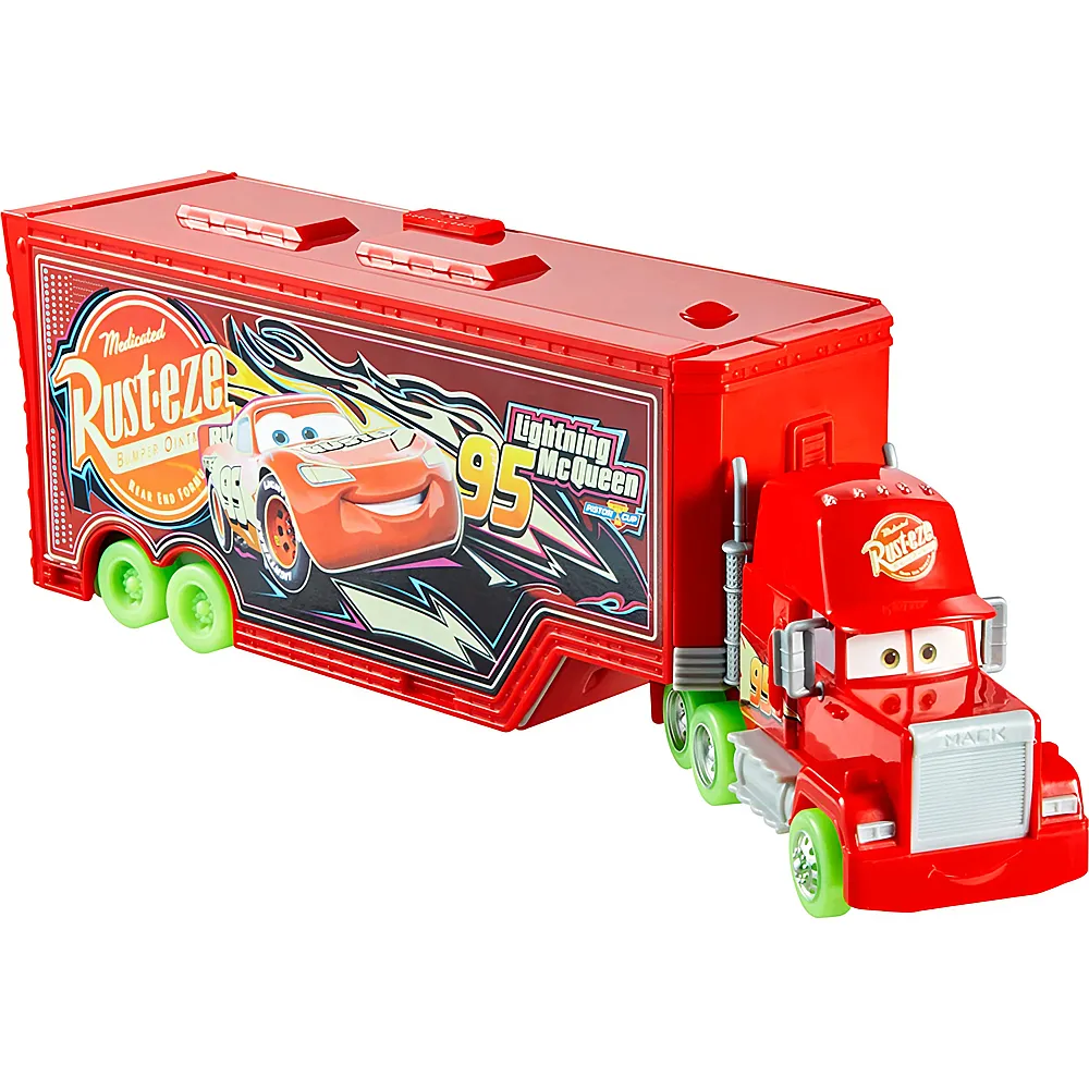 Mattel Disney Cars Glow Racer Mack Transporter Set