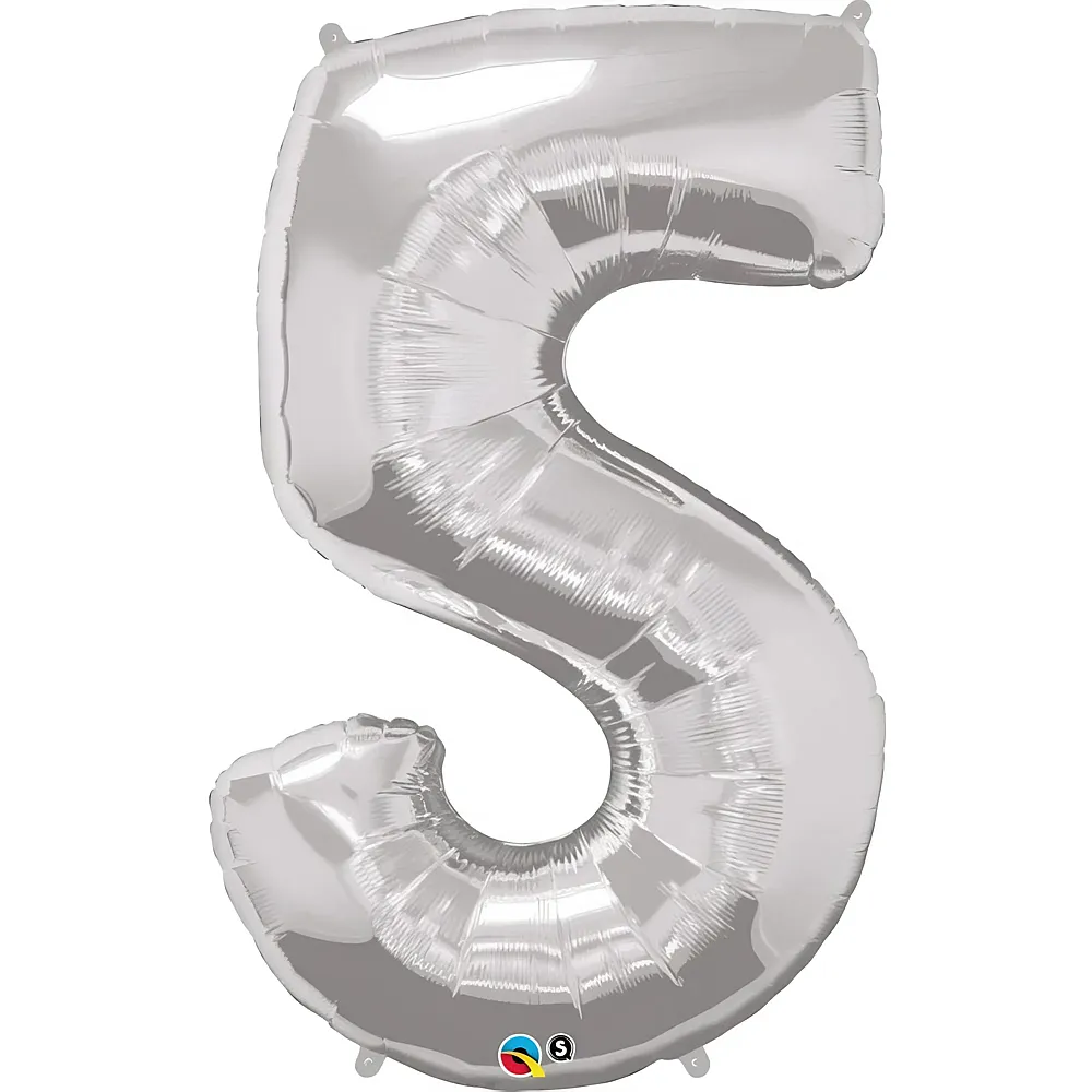 Grabo Megaloons Folienballon Zahl 5 Silber - 102 cm | Folienballone
