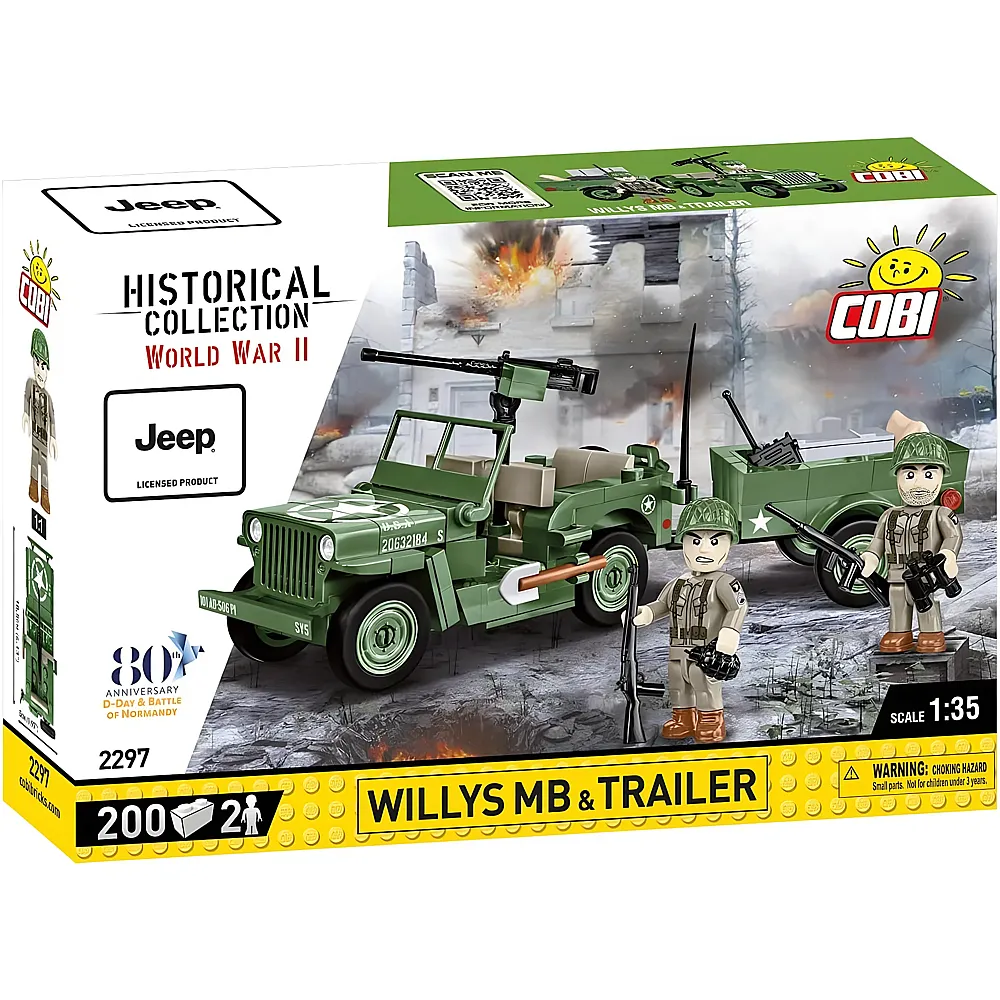 COBI Historical Collection Jeep Willys MB & Trailer 2297