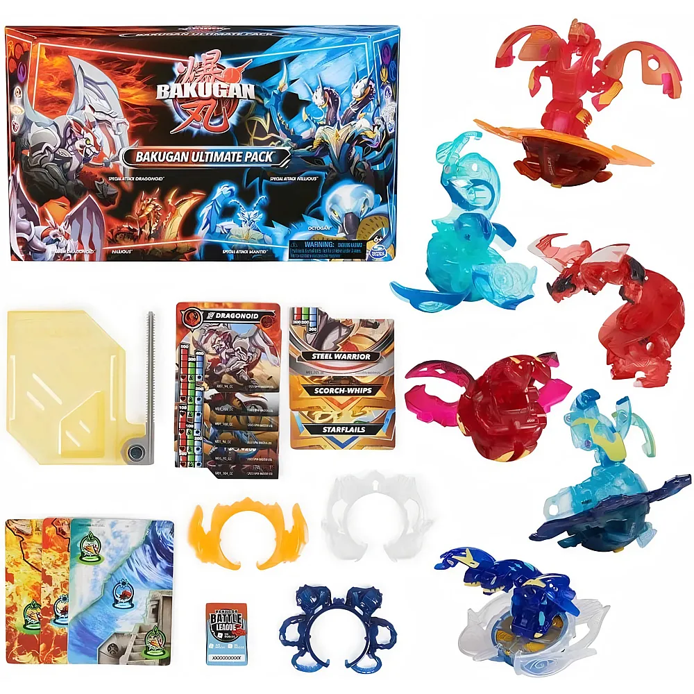 Spin Master BAKUGAN Ultimate 6-Pack, Special Attack Dragonoid, Nillious, Mantid, Octogan, personalisierbare wirbelnde Actionfiguren, Kinderspielzeug f�r Jungen und M�dchen