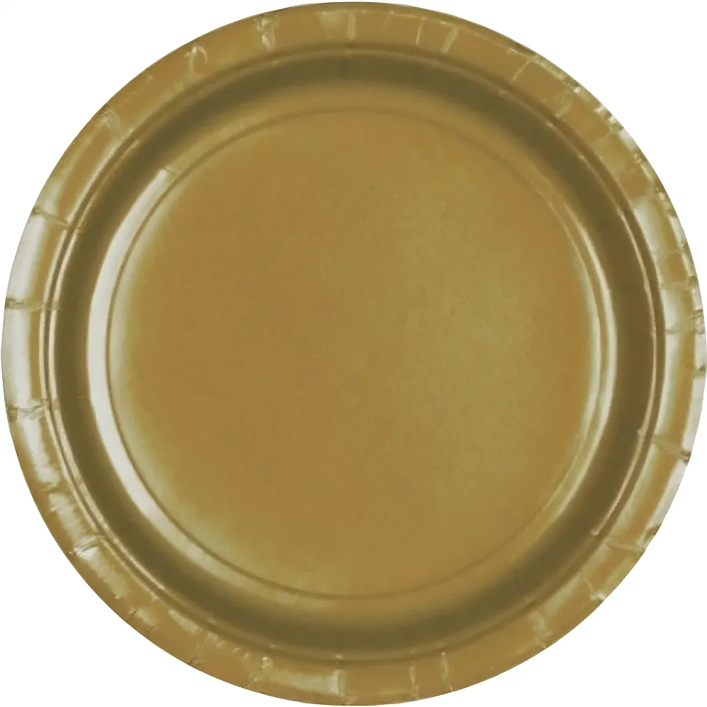 meinspielzeug - Amscan Kartonteller gold - 8 Teile | Tischdeko