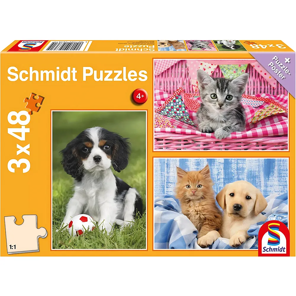 Schmidt Puzzle Meine liebsten Haustierbabys 3x48