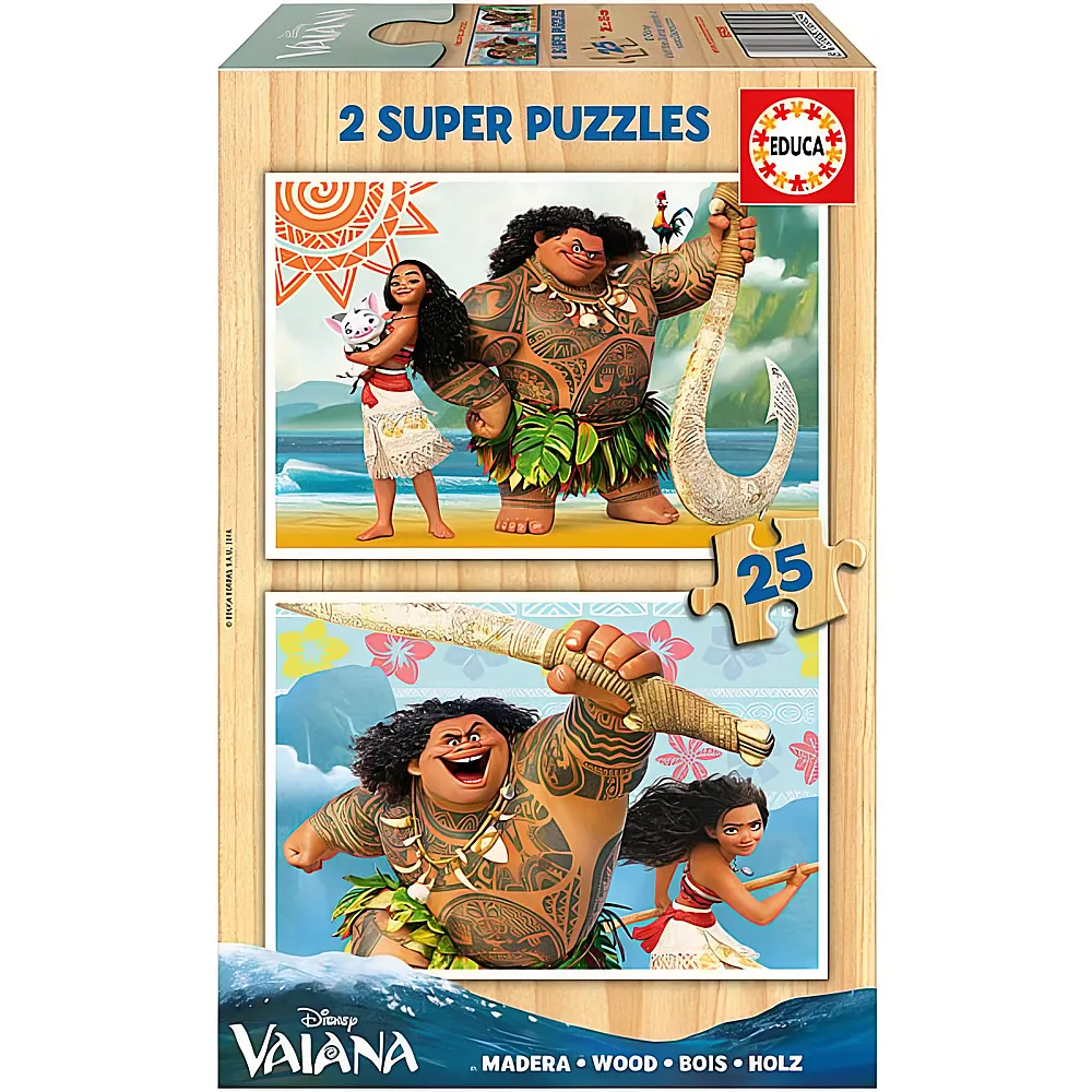 meinspielzeug - Educa Puzzle Vaiana / Moana 2x25 Disney Princess ...