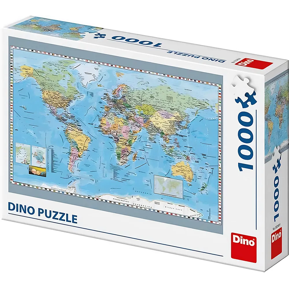 Dino Puzzle Weltkarte auf Englisch 1000Teile