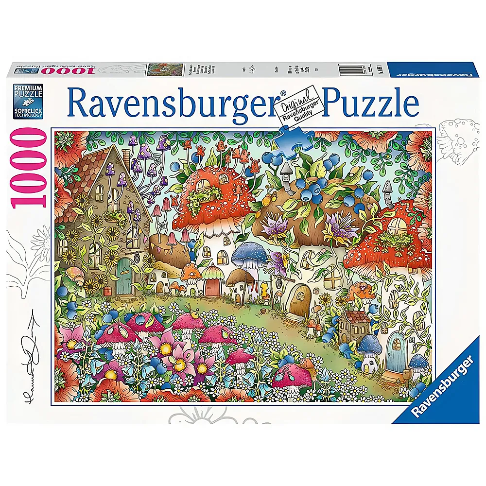 Ravensburger Puzzle Niedliche Pilzhuschen in der Blumenwiese 1000Teile