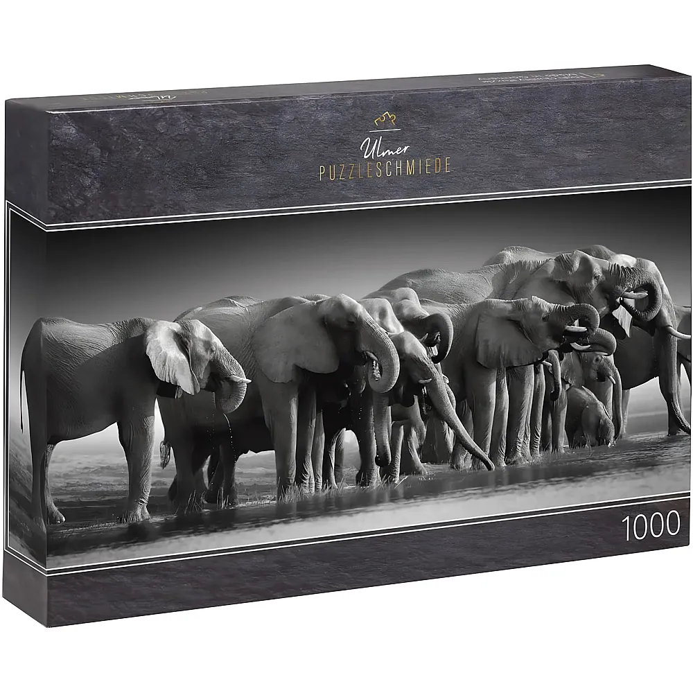 Ulmer Puzzleschmiede Elefanten am Wasser - 1000 Teile - Puzzle 1000 Teile