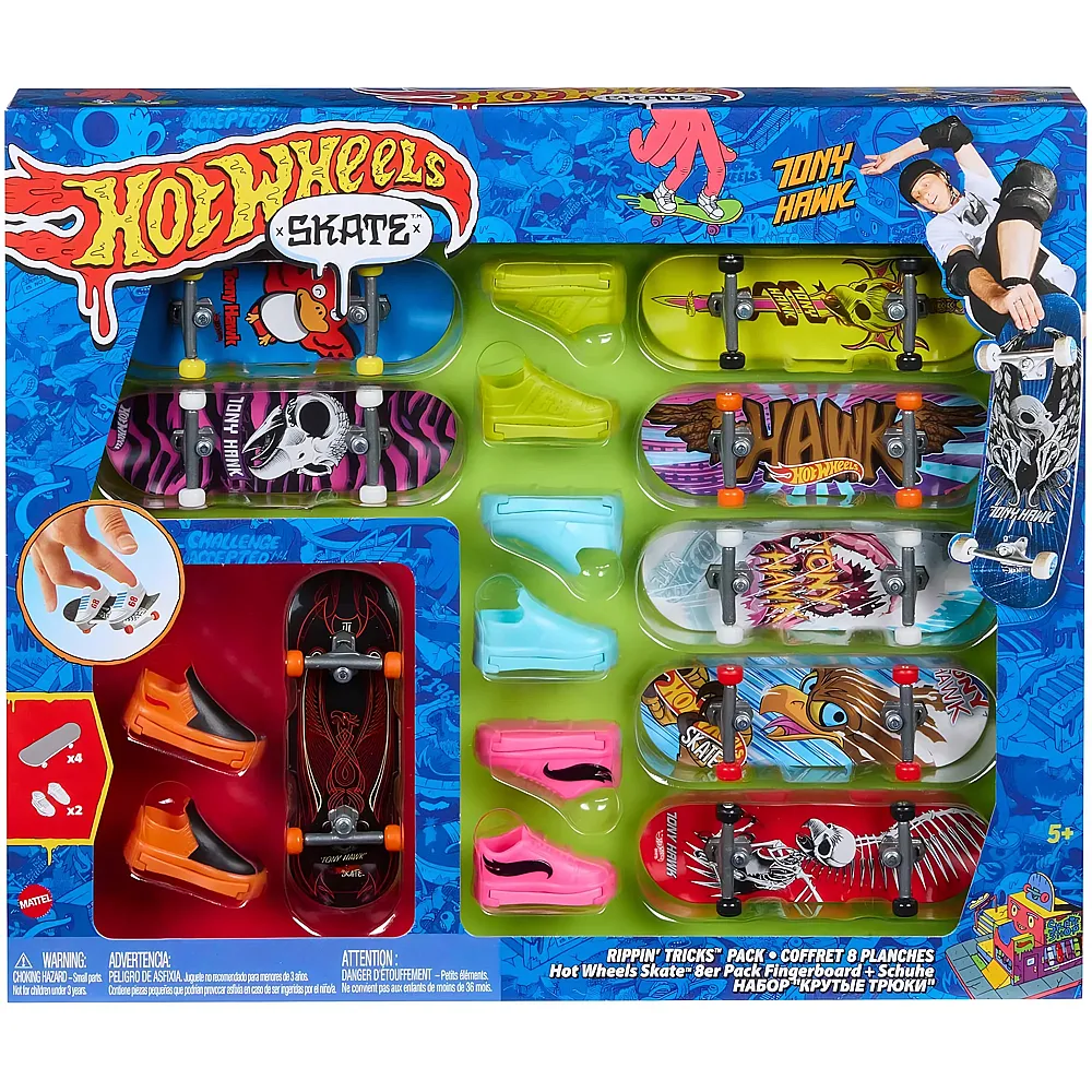 Hot Wheels Skate Rippin' Tricks Pack - 8 Fingerboards