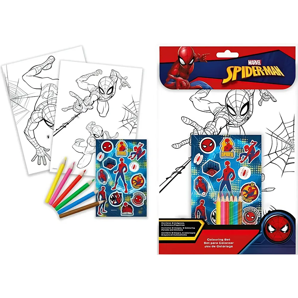 Kids Licensing Spiderman Malset mit Sticker inkl. Farbstifte | Malsets