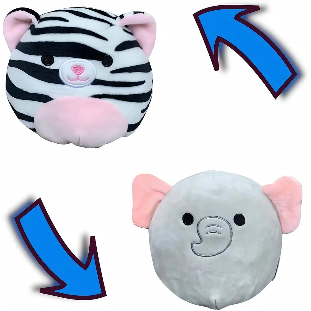 Squishmallows Flip-A-Mallows 12 cm 5 - 2 in 1 Weisser Tiger Tasha und Elefant Mila Pl�schtier Wendetier