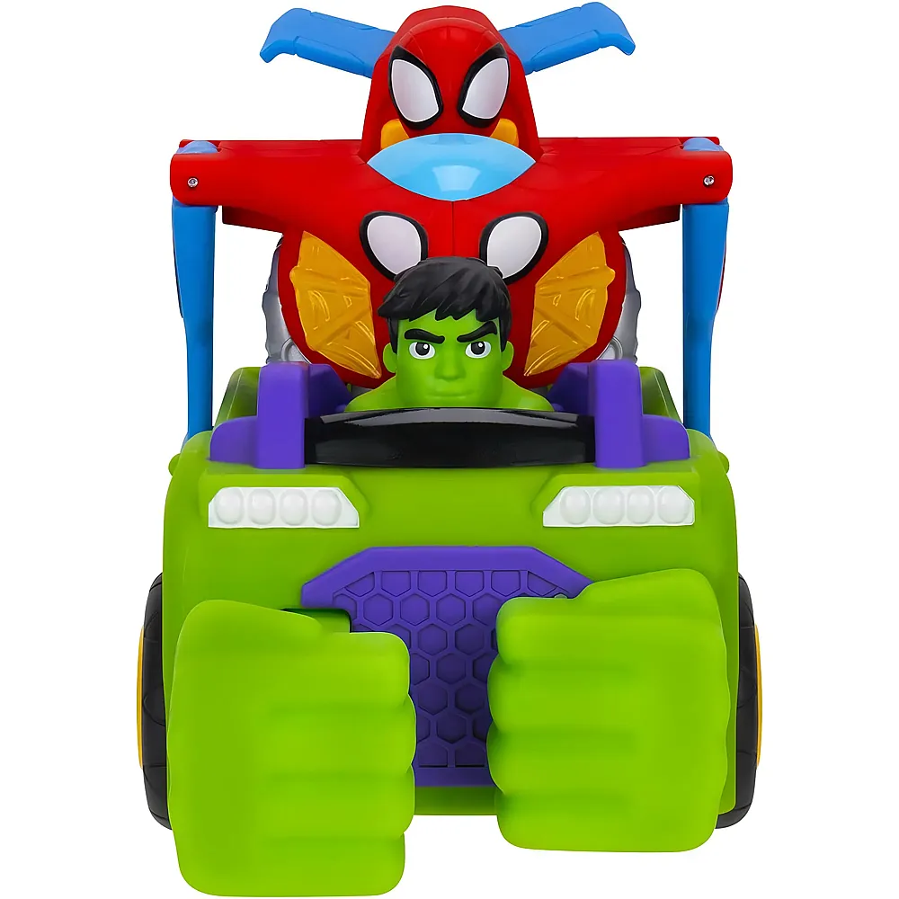 Jazwares Spidey und Seine Super-Freunde SNF0323 - Team Up Fahrzeug, Kombination aus Hulk Fahrzeug & Spidey Jet