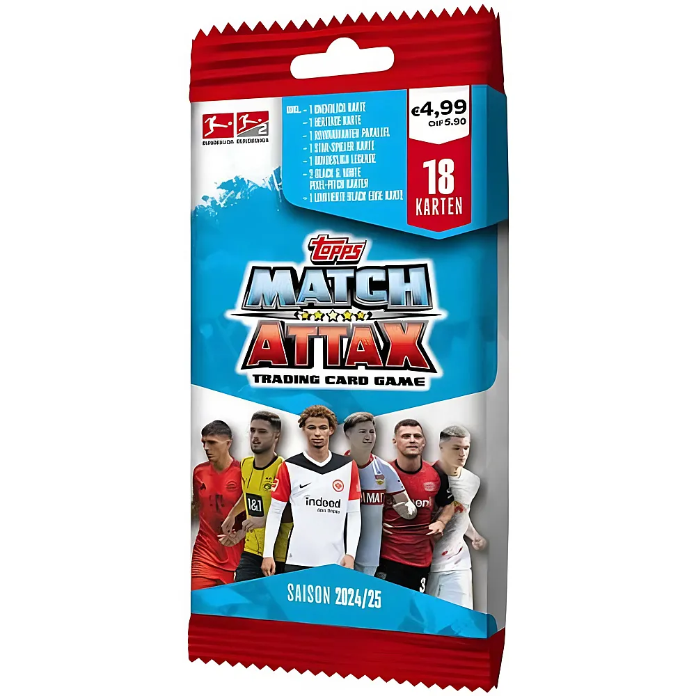 Topps Bundesliga Match Attax 2024/25  Power-Pack mit 18 Karten inkl. Limited Edition + Heartforcards Versandschutz 