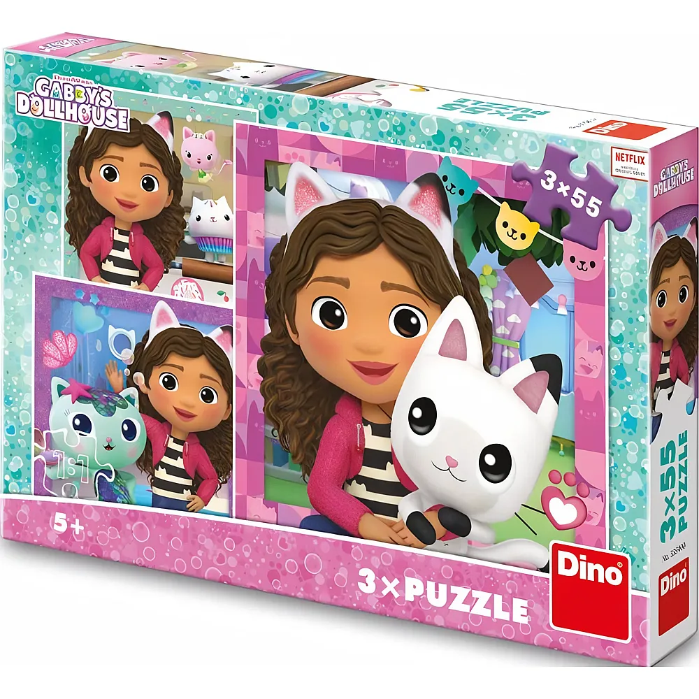 Dino Puzzle 3in1 Gabby's Dollhouse 55Teile