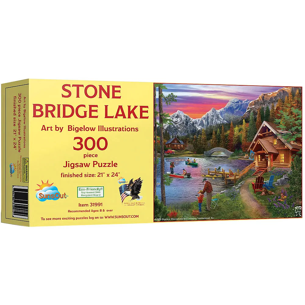 SunsOut Puzzle Bigelow Illustrations Stone Bridge Lake - 300 Teile