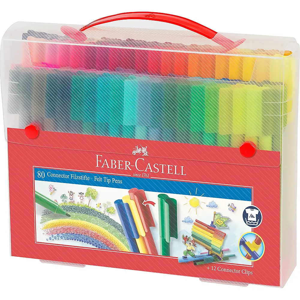 meinspielzeug - Faber-Castell Filzstift Connector 80Teile | Farbe & Kreide