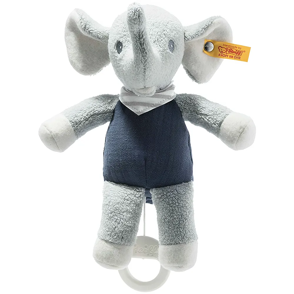 Steiff GOTS Eliot Elefant Spieluhr, hellgrau 22cm | Spieluhren