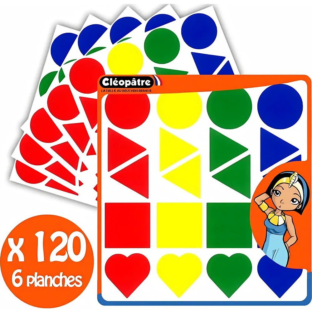 Cleopatre 120 Groe Aufkleber 45 MM 4 Formen 4 Farben
