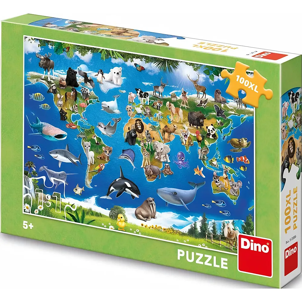 Dino Puzzle Weltkarte der Tiere 100Teile