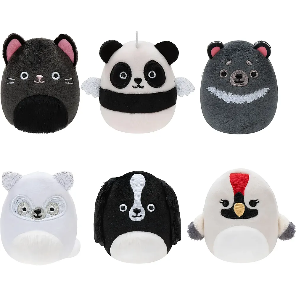 Squishmallows Squishville 6er Pack Schwarz-Wei Squad - 5 cm