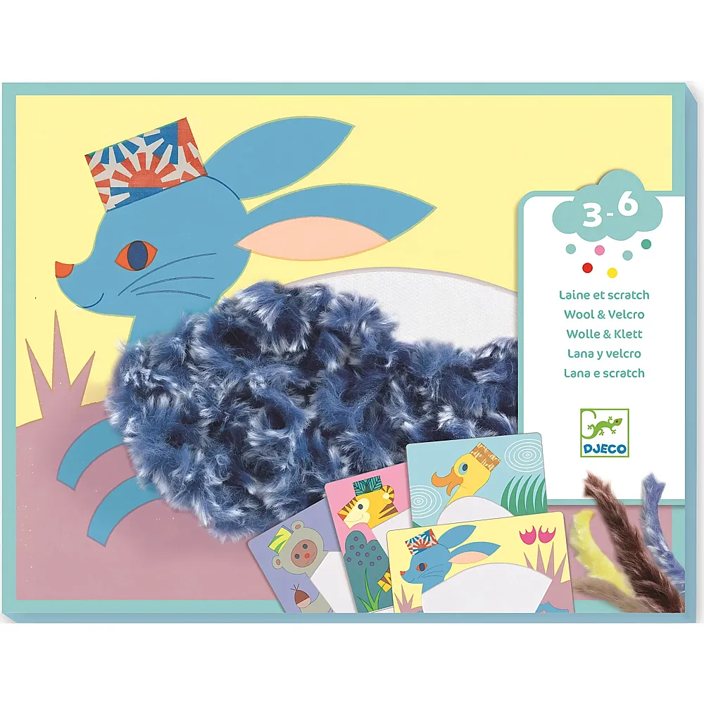 Djeco Collage Wolle & Klett Tiere mit Hut