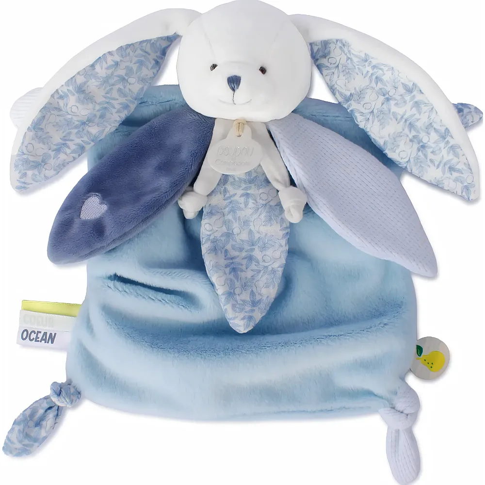 Doudou et Compagnie Schmusetuch Hase Blau - 25 cm