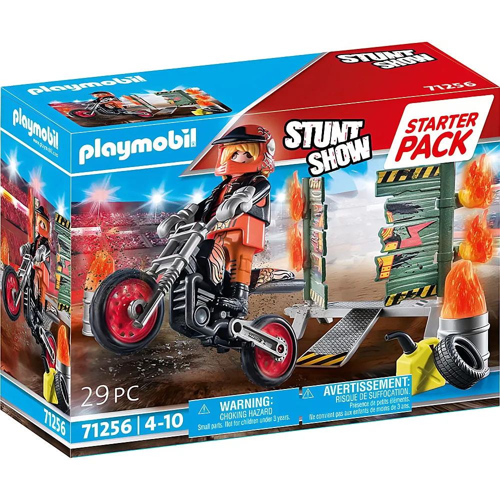 PLAYMOBIL Stuntshow Starter Pack Motorrad mit Feuerwand 71256