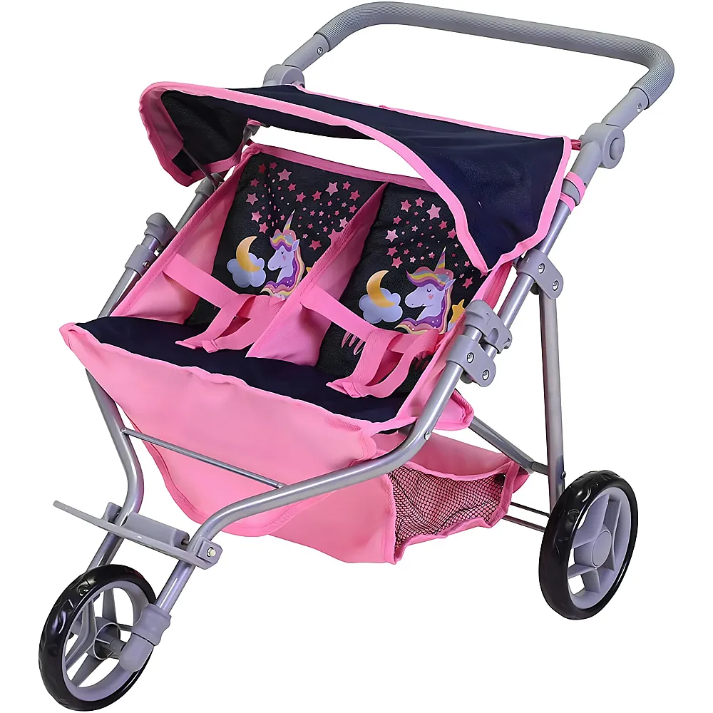 Knorrtoys Zwillingspuppenwagen Duo Magic Unicorn Dunkelblau