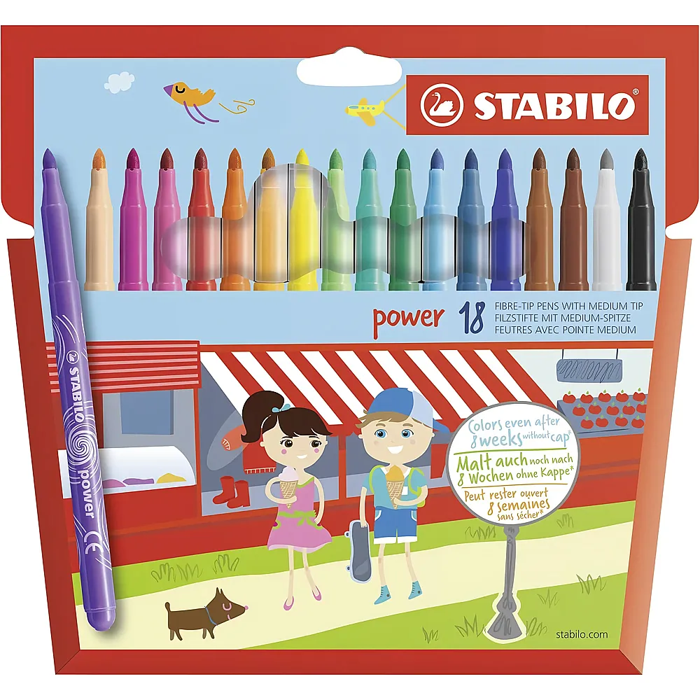 Stabilo Power Fasermaler - 18 Teile - Farbe & Kreide