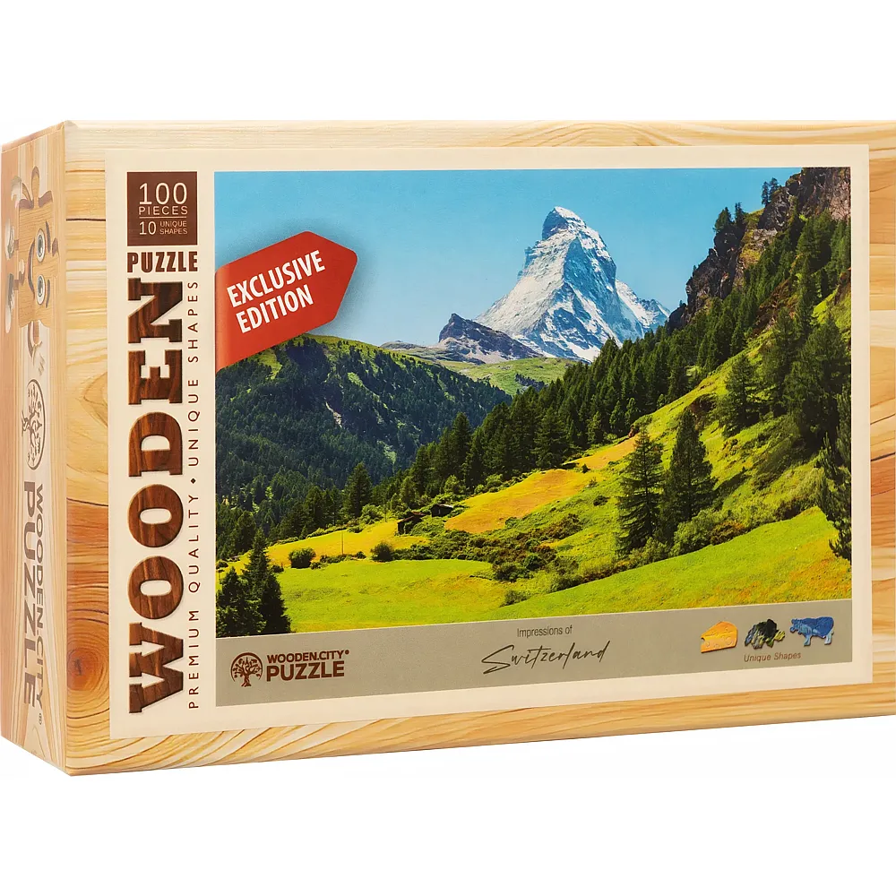 Wooden City Mini-Puzzle Holz Matterhorn