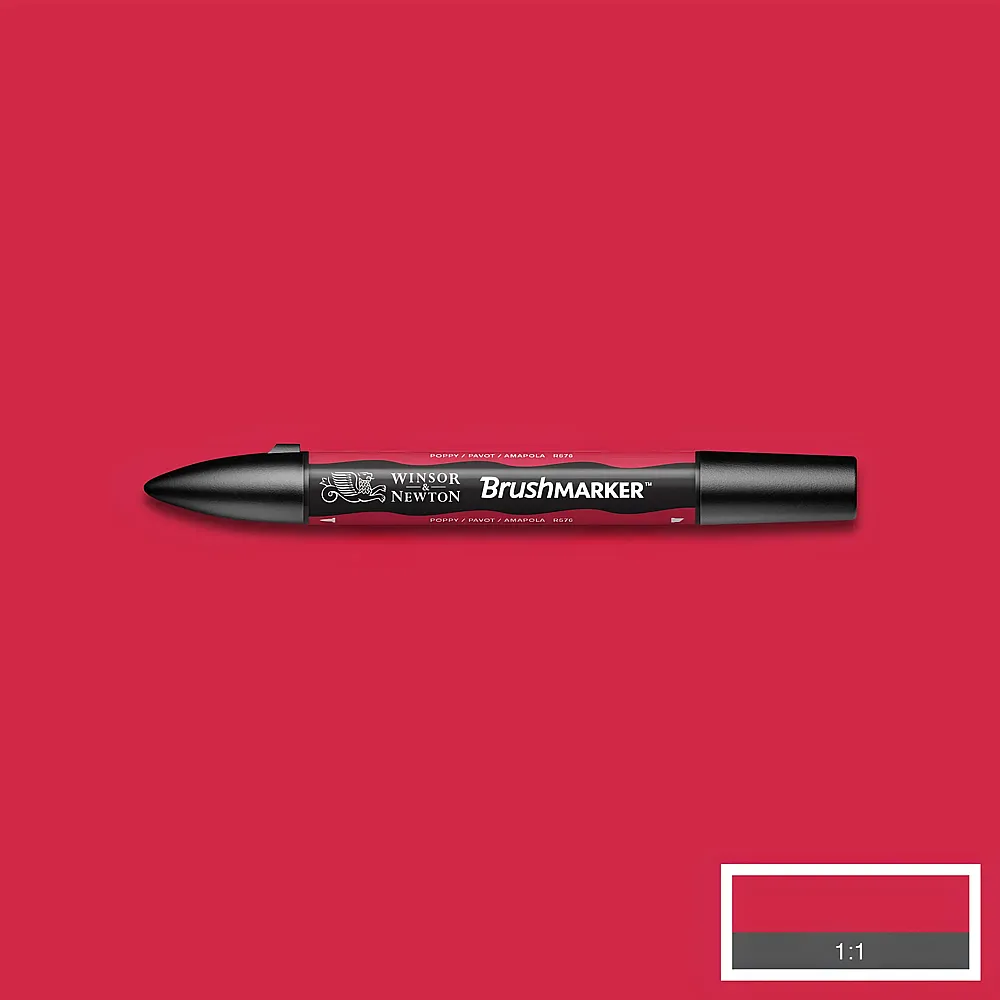 meinspielzeug - Winsor & Newton Promarker Brush mit 2 Spitzen Mohnrot | Farbe & Kreide