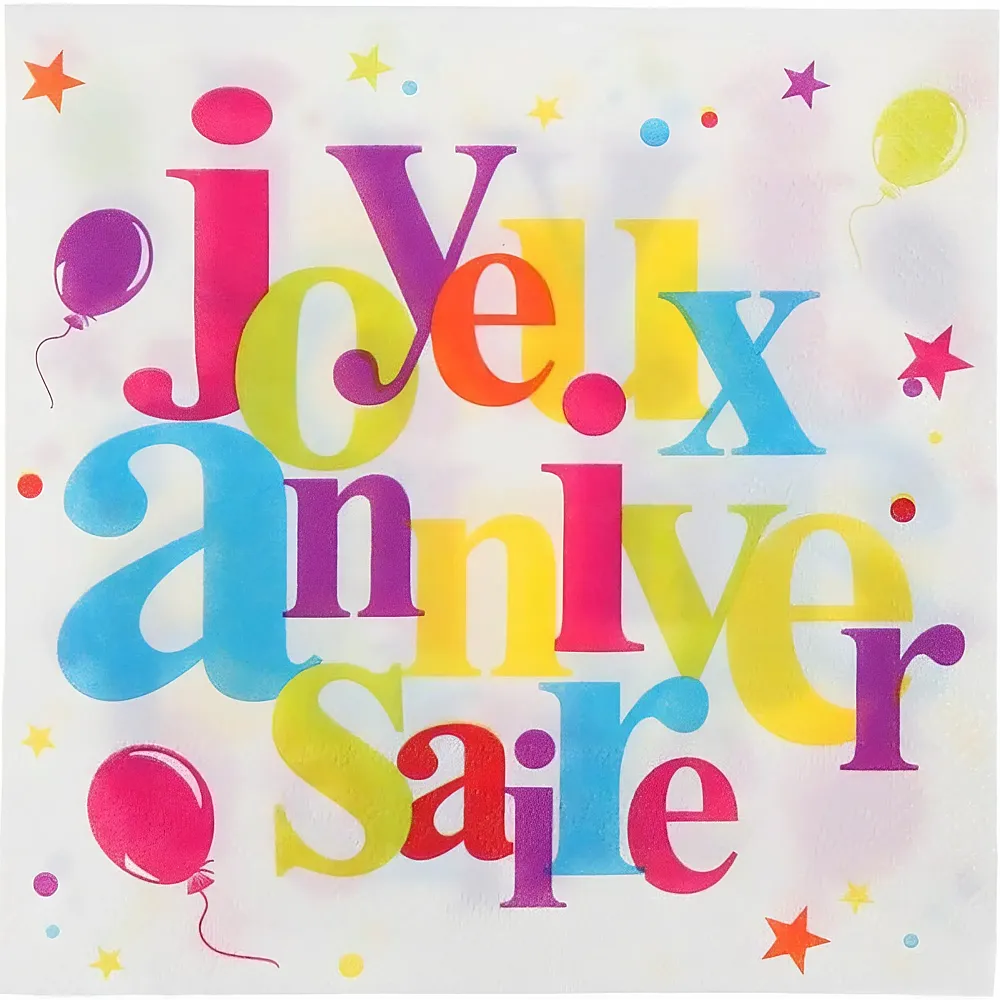 Joyeux Anniversaire Napkins - 20 pieces