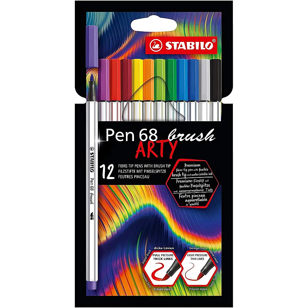 meinspielzeug - Stabilo Arty Premium-Filzstifte Pen68 brush 12Teile | Farbe & Kreide