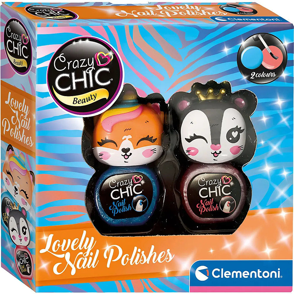 Clementoni Crazy Chic Nagellack Blau/Rot - 2 Teile