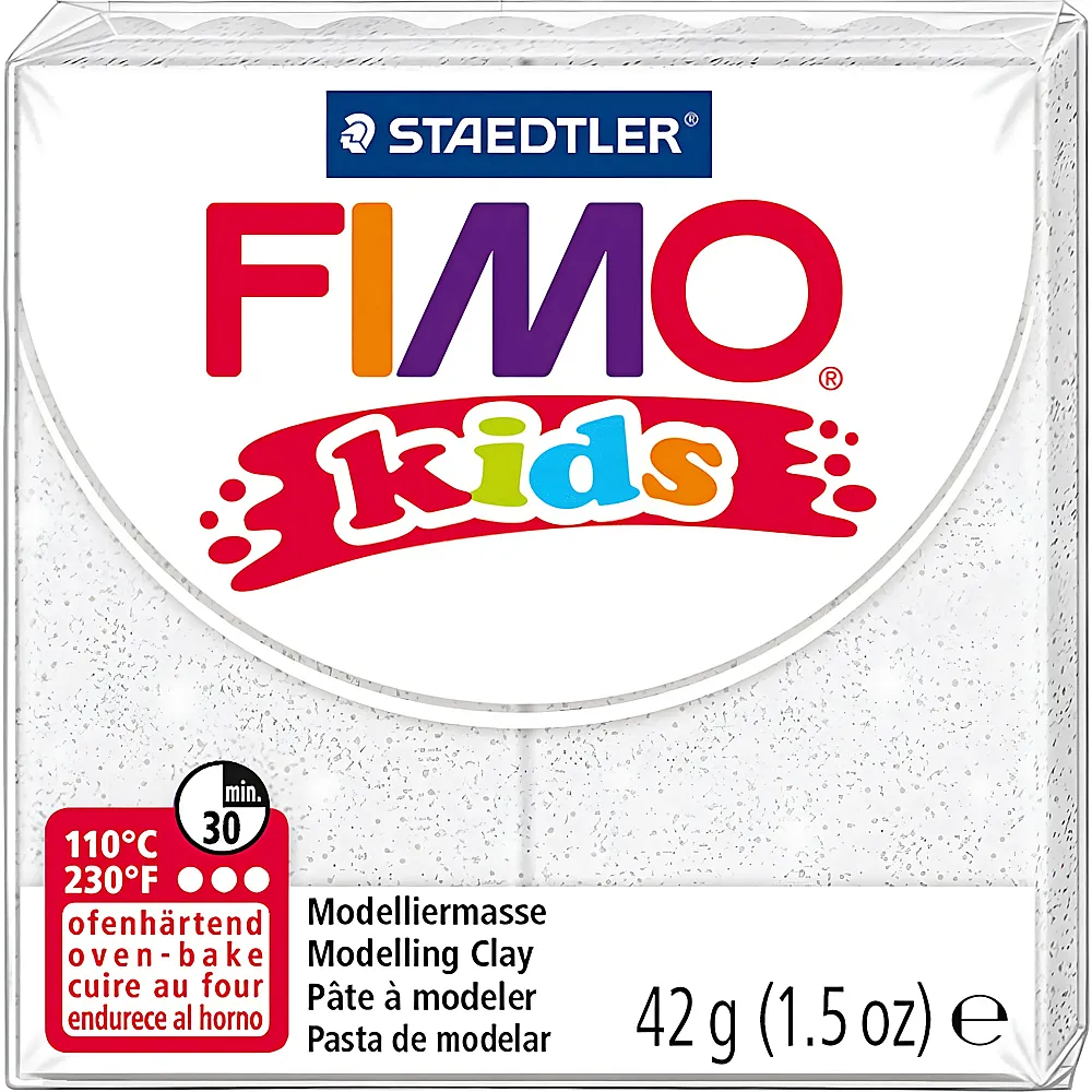 Fimo kids Modelliermasse Weiss-Glitzer 42g