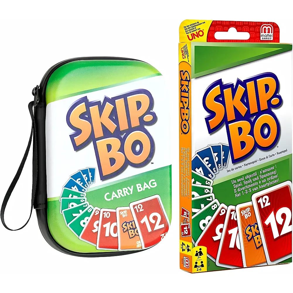 Mattel Games Skip-Bo Kartenspiel + Skip-Bo Tragetasche
