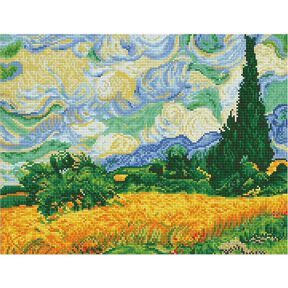 Diamond Dotz Weizenfeld mit Zypressen Van Gogh
