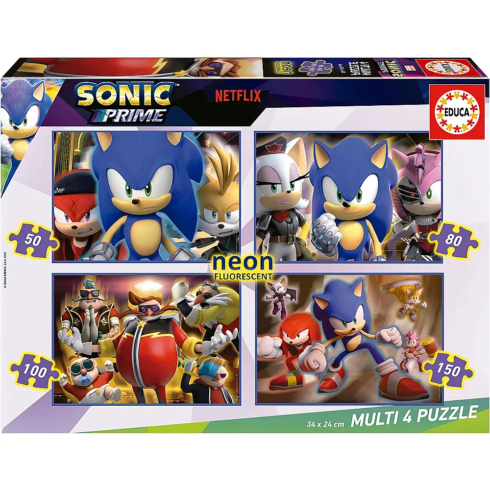 Educa Puzzle 4in1 Sonic Prime Neon 50-150