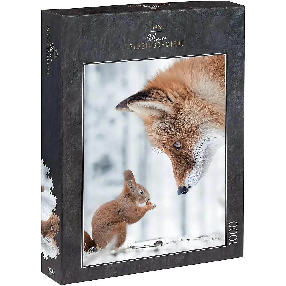 Ulmer Puzzleschmiede Fleissig & Schlau, Eichh�rnchen und Fuchs im Winterwald - 1000 Teile