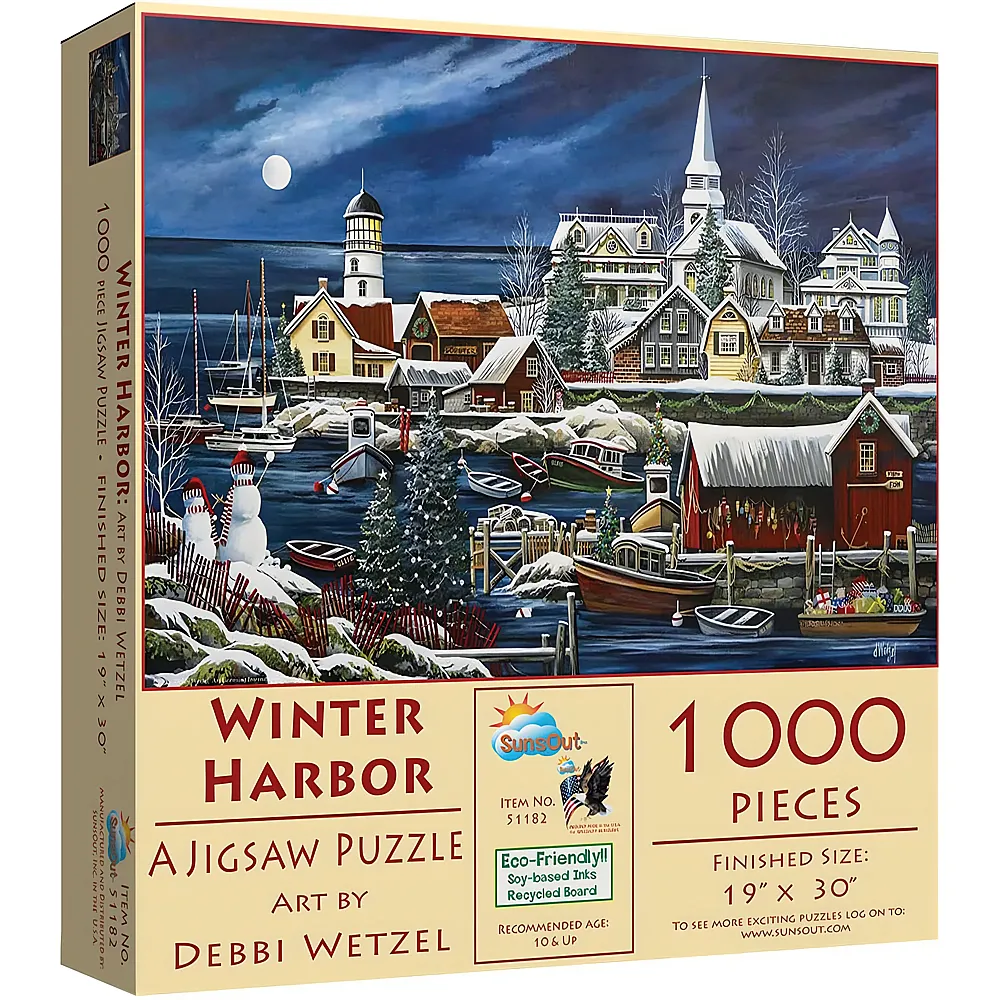 SunsOut Puzzle Debbi Wetzel Winter Harbor - 1000 Teile